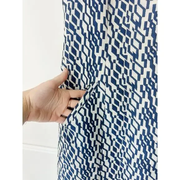 Anthropologie Beaded Blue and White Maison Souers Dress Size 4 Petite - Picture 8 of 11